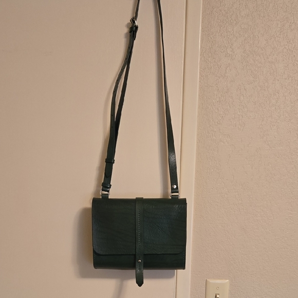 Handmade Green Leather Crossbody Bag - Picture 1 of 6